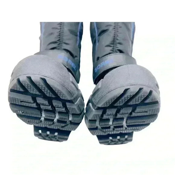 SOREL BIG KIDS WATERPROOF SNOW BOOTS BLACK/BLUE SIZE4 PREOWNED GREAT CONDITION - Picture 8 of 9